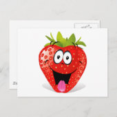 Funny Strawberry Face Stikking Out Tongue Briefkaart (Voorkant / Achterkant)