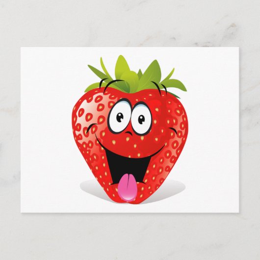 Funny Strawberry Face Stikking Out Tongue Briefkaart (Voorkant)