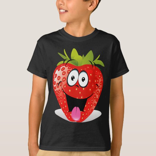 Funny Strawberry Face Stikking Out Tongue T-shirt (Voorkant)