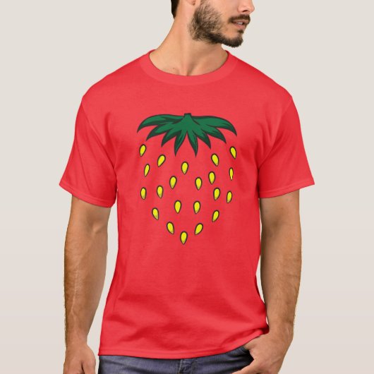 Funny Strawberry Halloween Red Berry Simple Costum T-shirt (Voorkant)