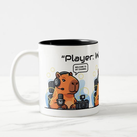 Funny Streamer Capybara Mug – Custom Channel Name Tweekleurige Koffiemok (Links)