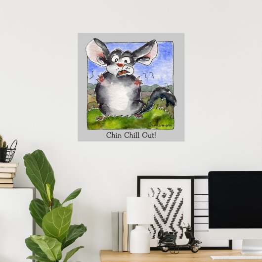 Funny Stress Cartoon Poster (Thuiskantoor)