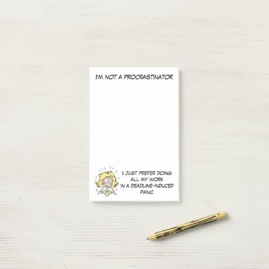 Funny Stress Woman Procrastinator Post-it® Notes (Op bureau)