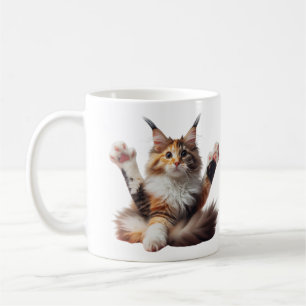 Funny Stretching Maine Coon Kitten Photo Koffiemok