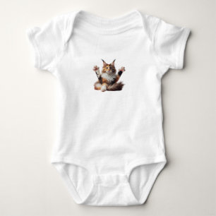 Funny Stretching Maine Coon Kitten Photo Romper