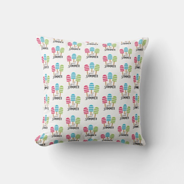 Funny Striped Popsicles Kussen (Voorkant)
