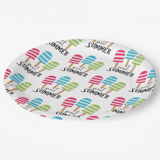 Funny Striped Popsicles Papieren Bordje (Gekanteld)