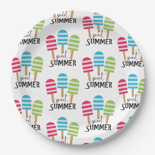 Funny Striped Popsicles Papieren Bordje (Voorkant)