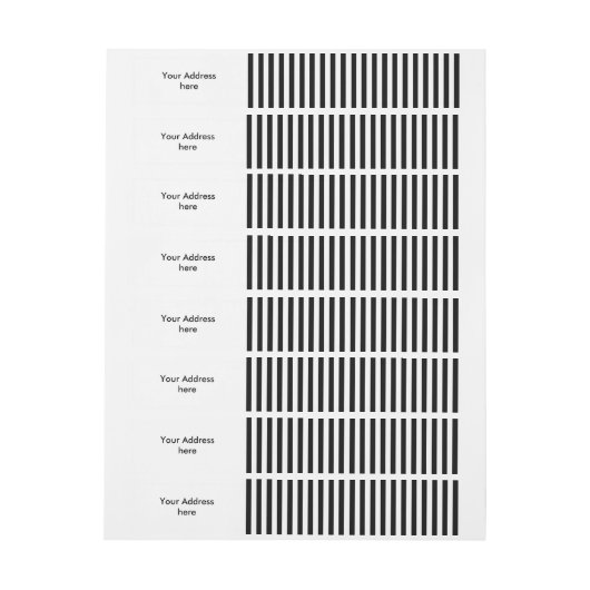 Funny Stripes BLACK + uw achtergrondkleur Omwikkelbaar Adreslabel (Vel)