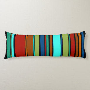 Funny Stripes, gekleurd XII + uw achtergrondkleur Lichaamskussen
