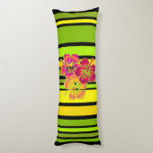 Funny Stripes kleurde V & hibiscus + je rug. Lichaamskussen (Achterkant (Verticaal))