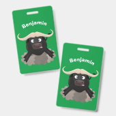 Funny stromend water buffalo cartoon badge (Voor- en achterkant)