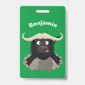 Funny stromend water buffalo cartoon badge (Achterkant)