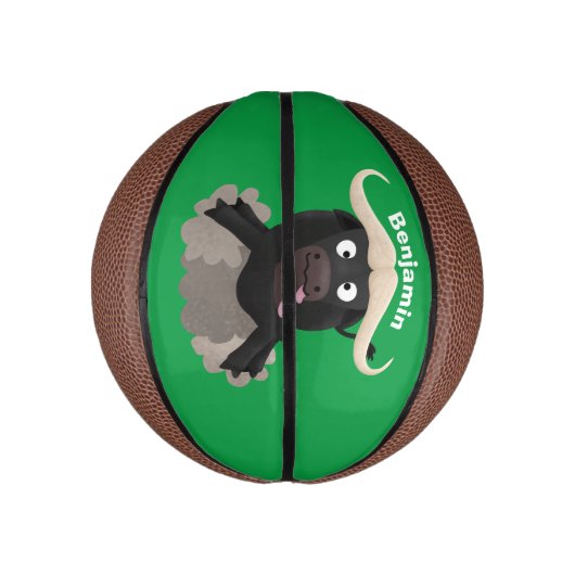 Funny stromend water buffalo cartoon basketbal (Verticaal)