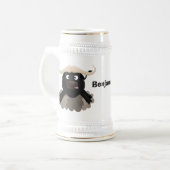 Funny stromend water buffalo cartoon bierpul (Voorkant links)