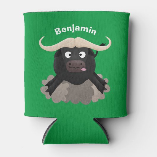 Funny stromend water buffalo cartoon blikjeskoeler (Voorkant)