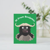 Funny stromend water buffalo cartoon briefkaart (Staand voorkant)