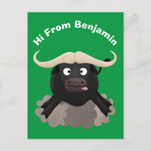 Funny stromend water buffalo cartoon briefkaart