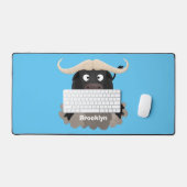 Funny stromend water buffalo cartoon bureaumat (Keyboard & Muis)