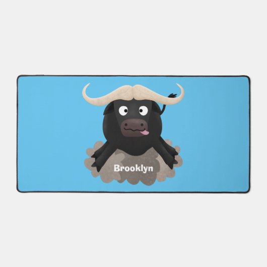 Funny stromend water buffalo cartoon bureaumat (Voorkant)