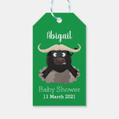 Funny stromend water buffalo cartoon cadeaulabel (Achterkant)