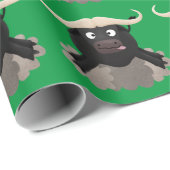 Funny stromend water buffalo cartoon cadeaupapier (Rol Hoek)