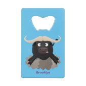 Funny stromend water buffalo cartoon creditkaart flessenopener (Voorkant)