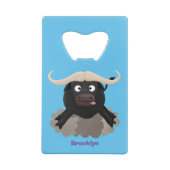 Funny stromend water buffalo cartoon creditkaart flessenopener (Achterkant)