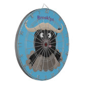 Funny stromend water buffalo cartoon dartbord (Voorkant Links)