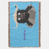 Funny stromend water buffalo cartoon deken (Voorkant Verticaal)