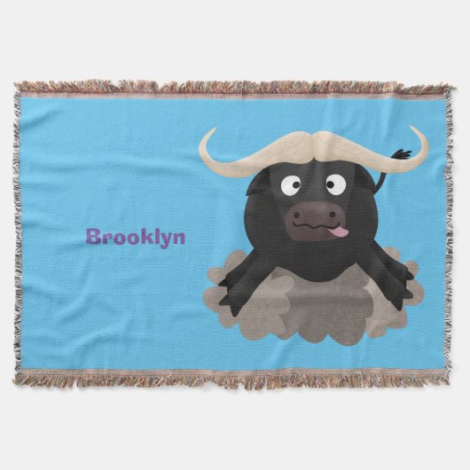 Funny stromend water buffalo cartoon deken (Voorkant)
