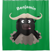 Funny stromend water buffalo cartoon douchegordijn (Voorkant)