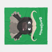 Funny stromend water buffalo cartoon fleece deken (Voorkant (Horizontaal))