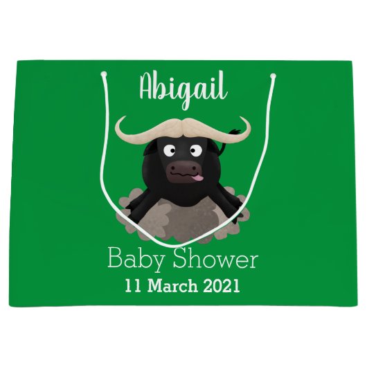 Funny stromend water buffalo cartoon groot cadeauzakje (Voorkant)