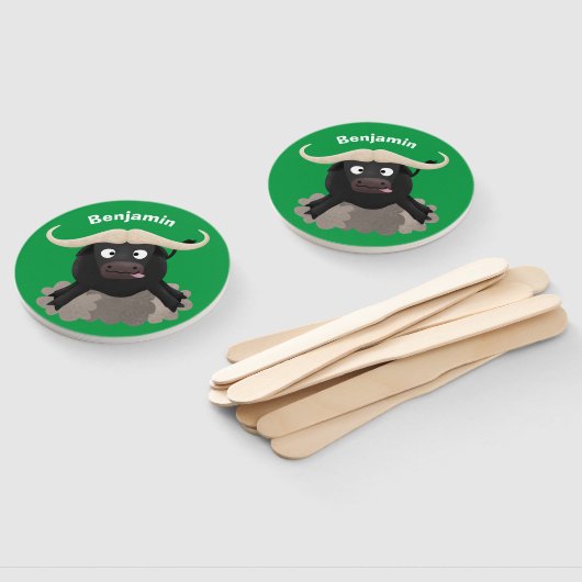 Funny stromend water buffalo cartoon handwaaier (Niet-gemonteerd)