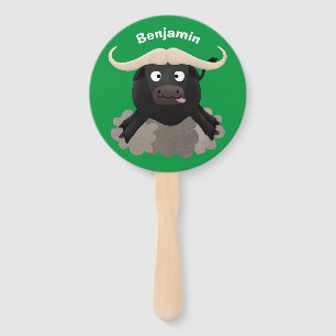Funny stromend water buffalo cartoon handwaaier