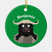 Funny stromend water buffalo cartoon keramisch ornament (Voorkant)