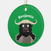 Funny stromend water buffalo cartoon keramisch ornament (Links)