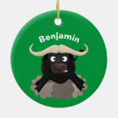 Funny stromend water buffalo cartoon keramisch ornament (Achterkant)