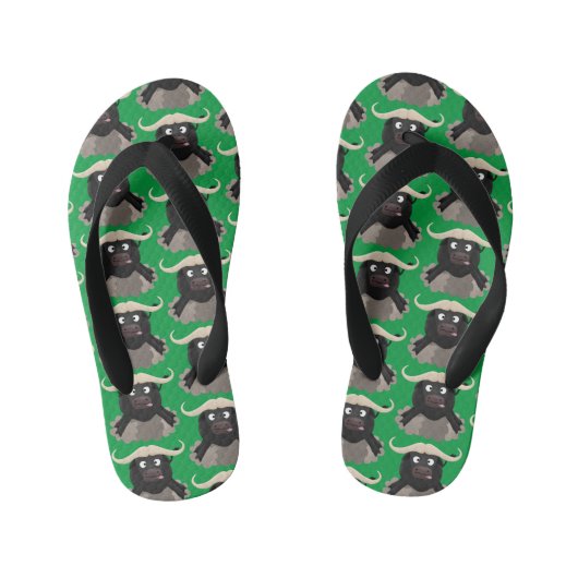 Funny stromend water buffalo cartoon kinder teenslippers (Voetbed)