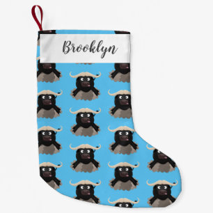 Funny stromend water buffalo cartoon kleine kerstsok