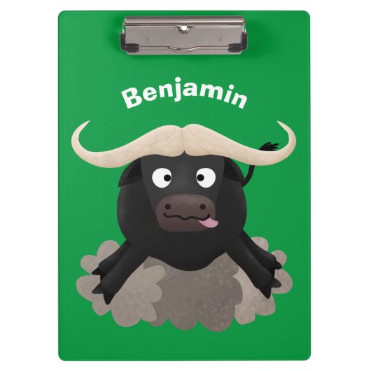 Funny stromend water buffalo cartoon klembord (Voorkant)