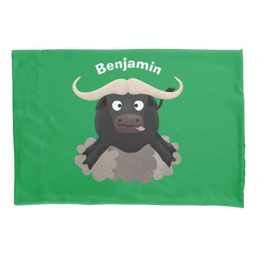 Funny stromend water buffalo cartoon kussensloop (Voorkant)