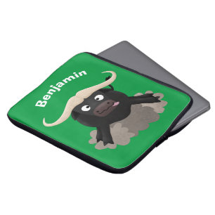 Funny stromend water buffalo cartoon laptop sleeve