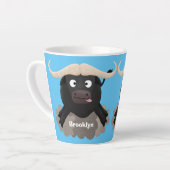 Funny stromend water buffalo cartoon latte mok (Linkerhoek)