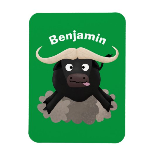 Funny stromend water buffalo cartoon magneet (Verticaal)