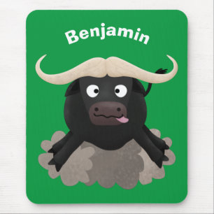 Funny stromend water buffalo cartoon muismat