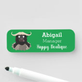 Funny stromend water buffalo cartoon naamplaatje (In situ)