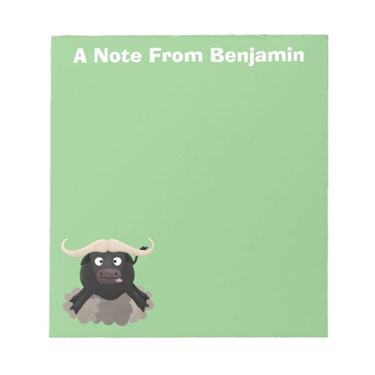 Funny stromend water buffalo cartoon notitieblok (Voorkant)