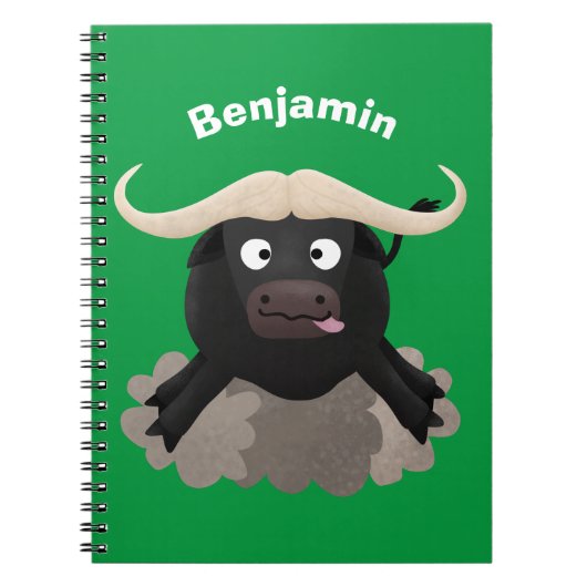 Funny stromend water buffalo cartoon notitieboek (Voorkant)